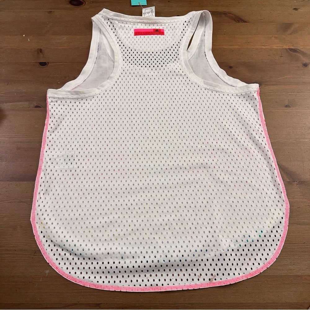NWT Women's Adidas StellaSport Stella McCartney White Rainbow Mesh Tank Small - Picture 8 of 16
